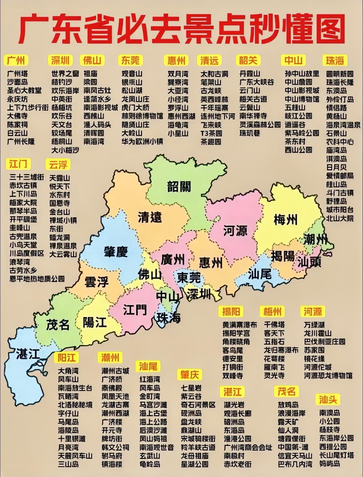 一图秒懂～广东旅游必去景点！