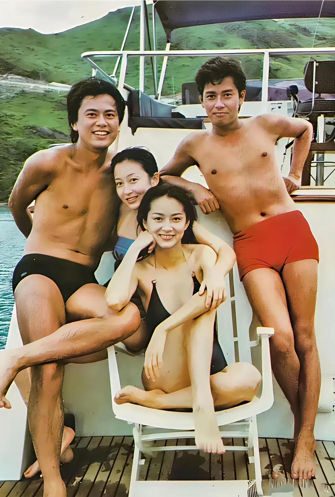 陈百祥谭咏麟和林青霞还有一个美女是谁呢？年代久远记忆模糊已经认不出来了[尬