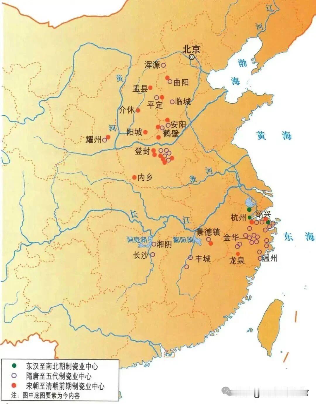 从这张古代制瓷中心分布图来看，中国瓷器烧造格局的演变轨迹非常清晰，并非一蹴而就