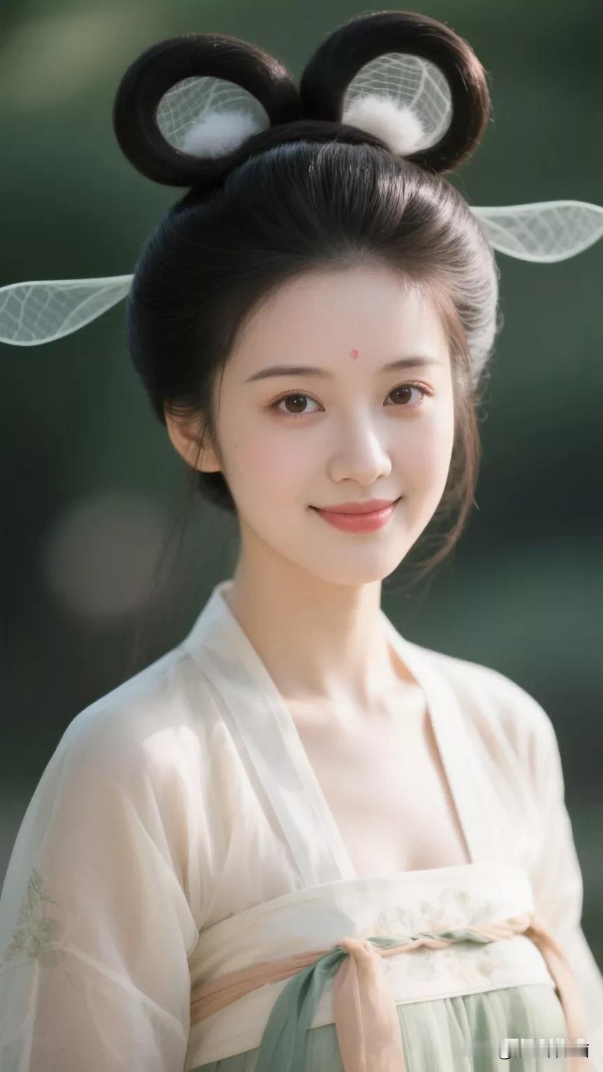 古风少女，温婉可人，仙气飘飘！🌸💕张立启原创书画AI作品古仕女发髻集锦首发第