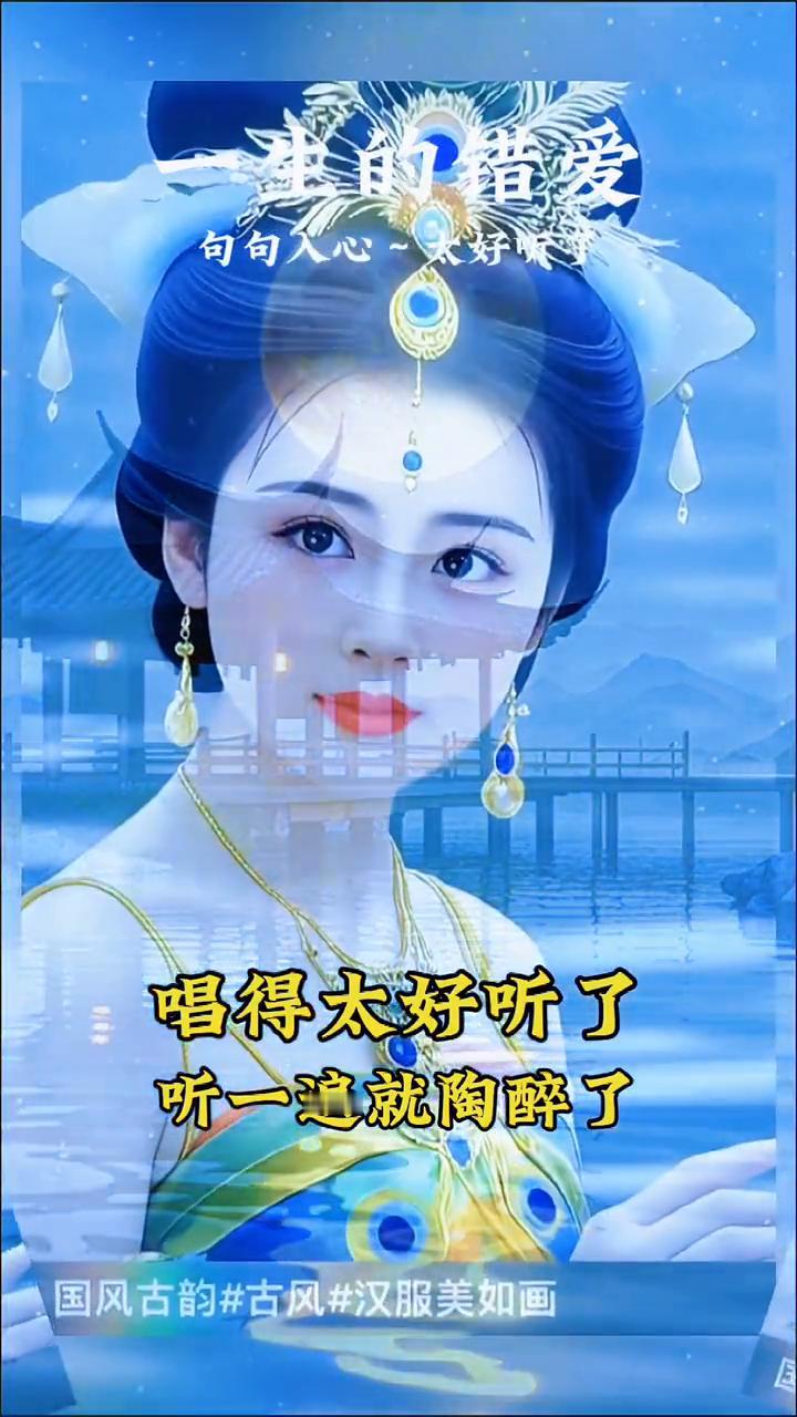 唱得太好听了，听一遍就陶醉了。一生的错爱，句句入心，太好听了。月儿它弯又弯，
