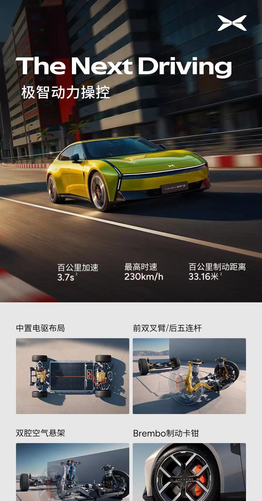 由钟楚曦代言的全新小鹏P7完成中国首秀，6款颜色3款内饰3款轮毂，超低趴宽体运动