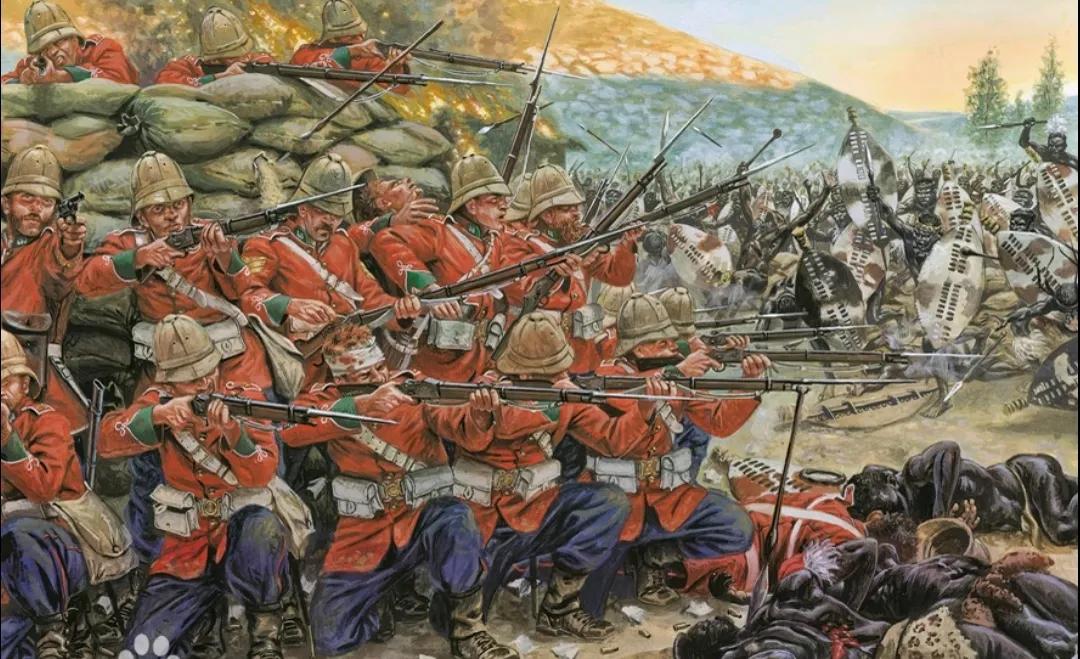自动武器出现以前，使用火枪的欧洲军队在面对使用冷兵器的蛮族时，如果没有坚固的工事