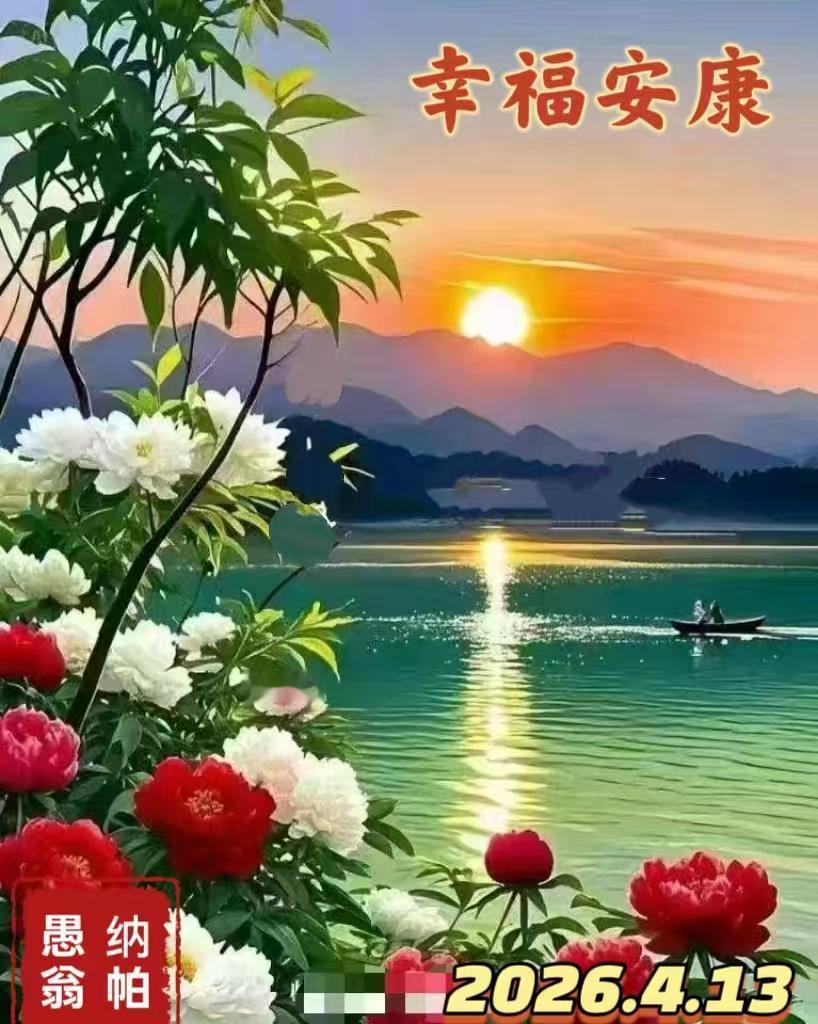 巜七律.湖山晓望》晓日初升翠嶂东，湖光潋滟满天红。繁花映水添春色，远棹