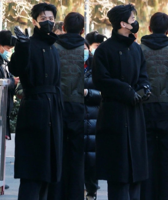 王安宇白敬亭撞衫王安宇白敬亭撞衫，果然潮男的衣柜里都有一件黑色长款大衣王安宇白敬