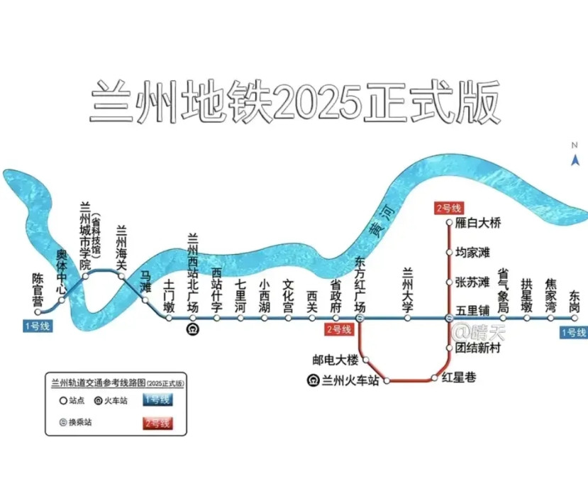 虽然兰州地铁只有两条线路，而且2号线路长度仅仅只有9.1公里，但兰州的地铁客流强