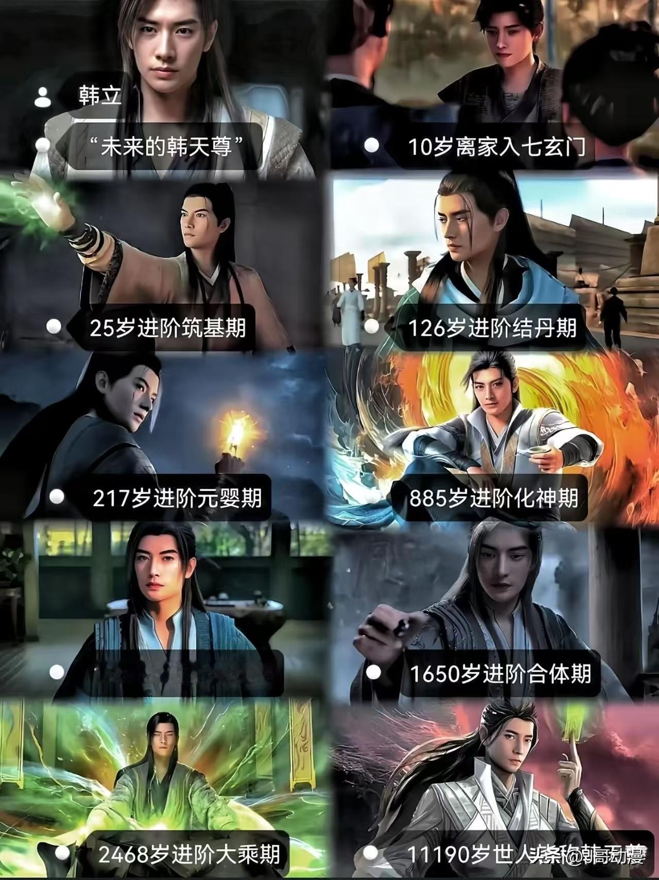 一图看完韩立进阶之路，从10岁小弟子到1万岁天尊，这苟道修仙路太爽了道友们