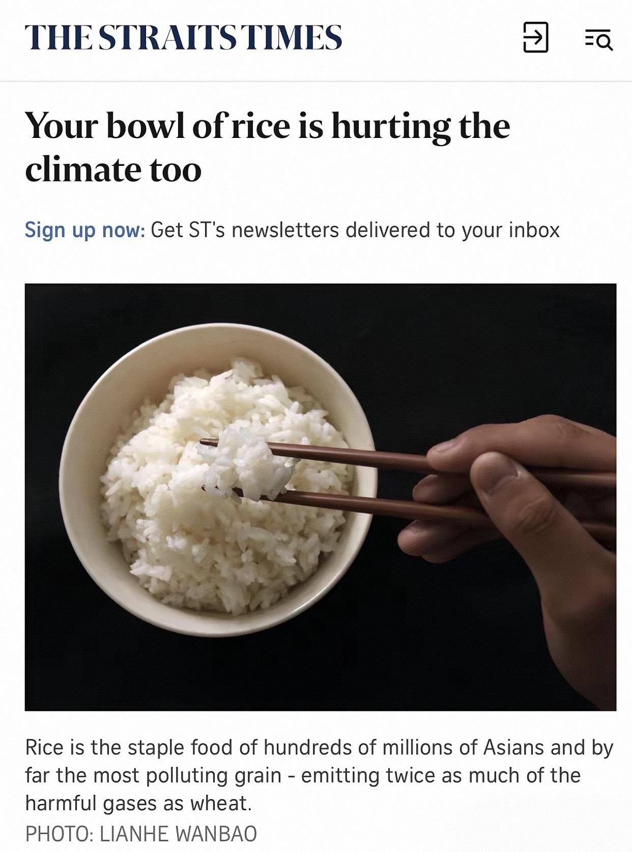持续七年外媒用同一个标题报道：“Yourbowlofriceishur
