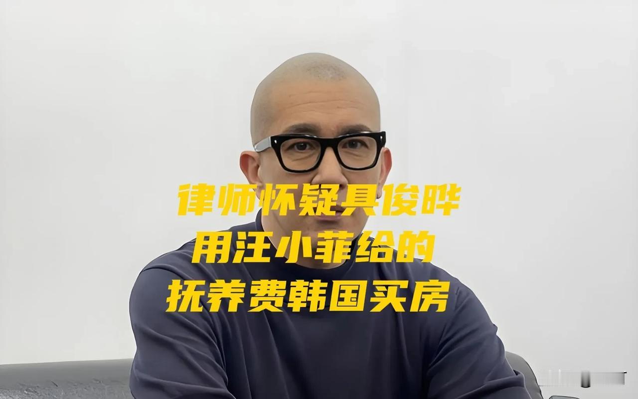 律师怀疑，具俊晔用汪小菲给的抚养费在韩买房。网友爆料，首尔一公寓产权转至巨俊业名