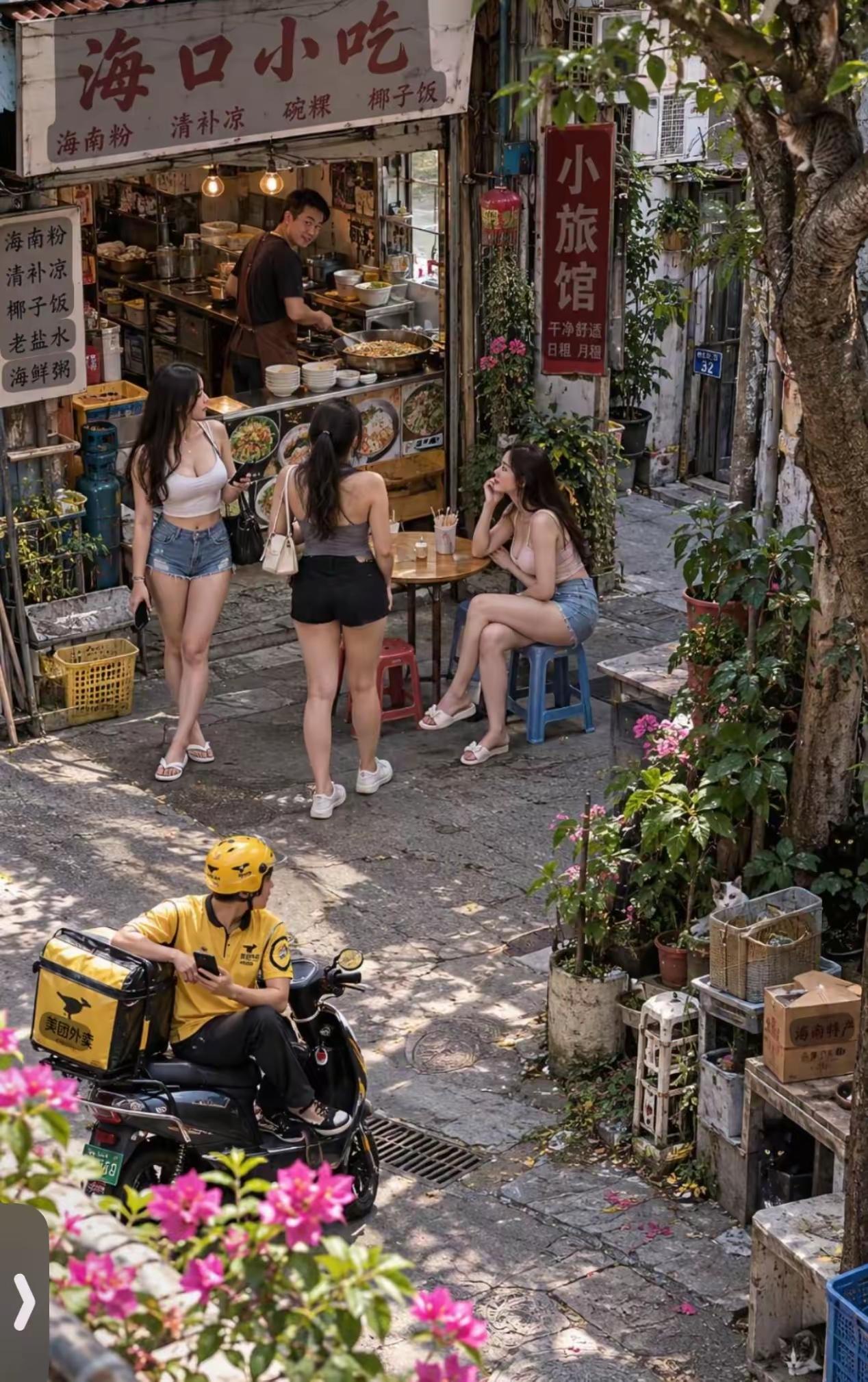 时尚的女孩走到哪里都是一道靓丽的风景