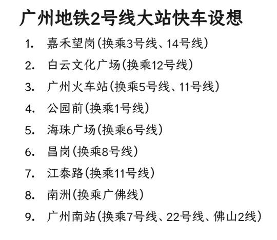 广州地铁2号线大站快车设想轨道交通地铁广州广州地铁城市交通规划下班挤