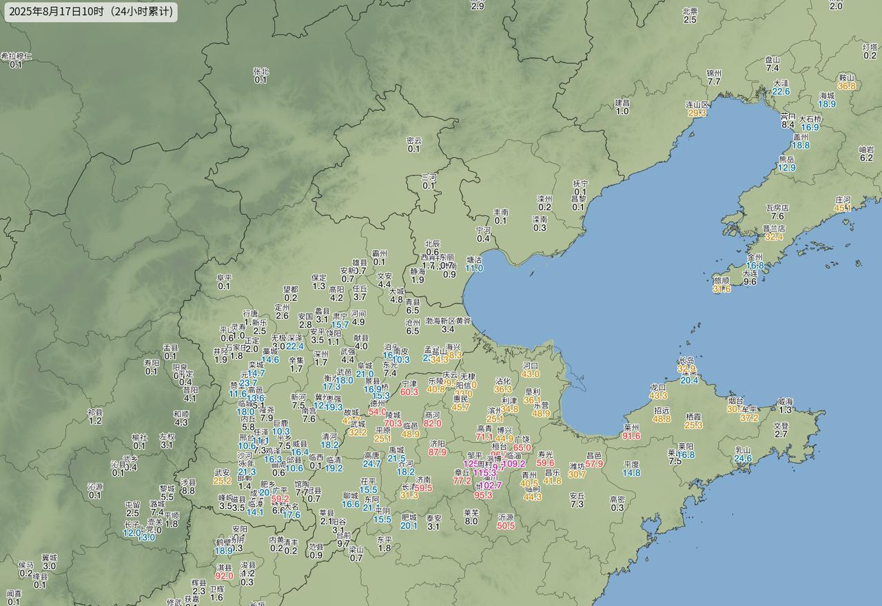 昨夜今晨山东中北部、河北南部地区再度迎来明显降雨天气，山东北部地区普降中到大雨，