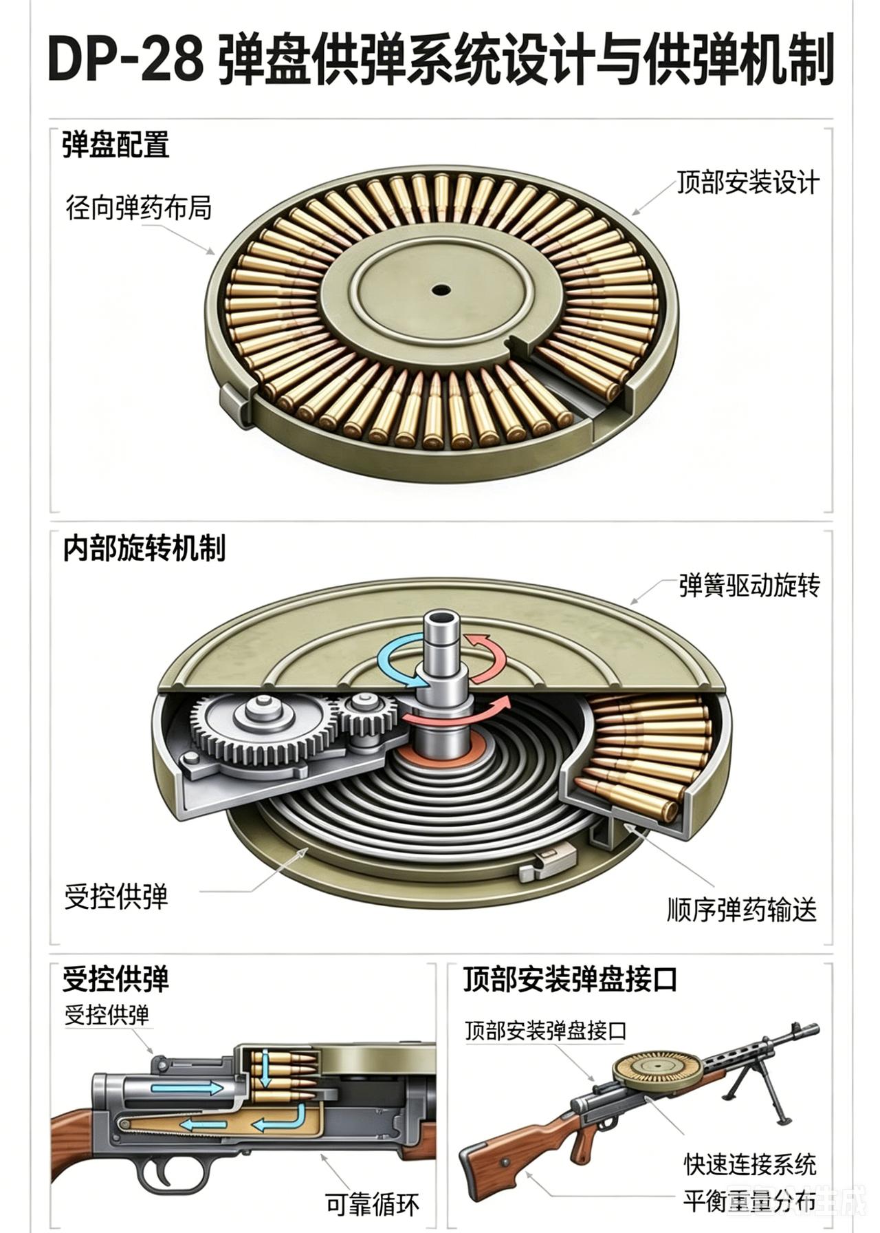 说起二战苏军的DP-28轻机枪，大家都爱叫它“大盘鸡”，但你知道这个标志性的圆盘