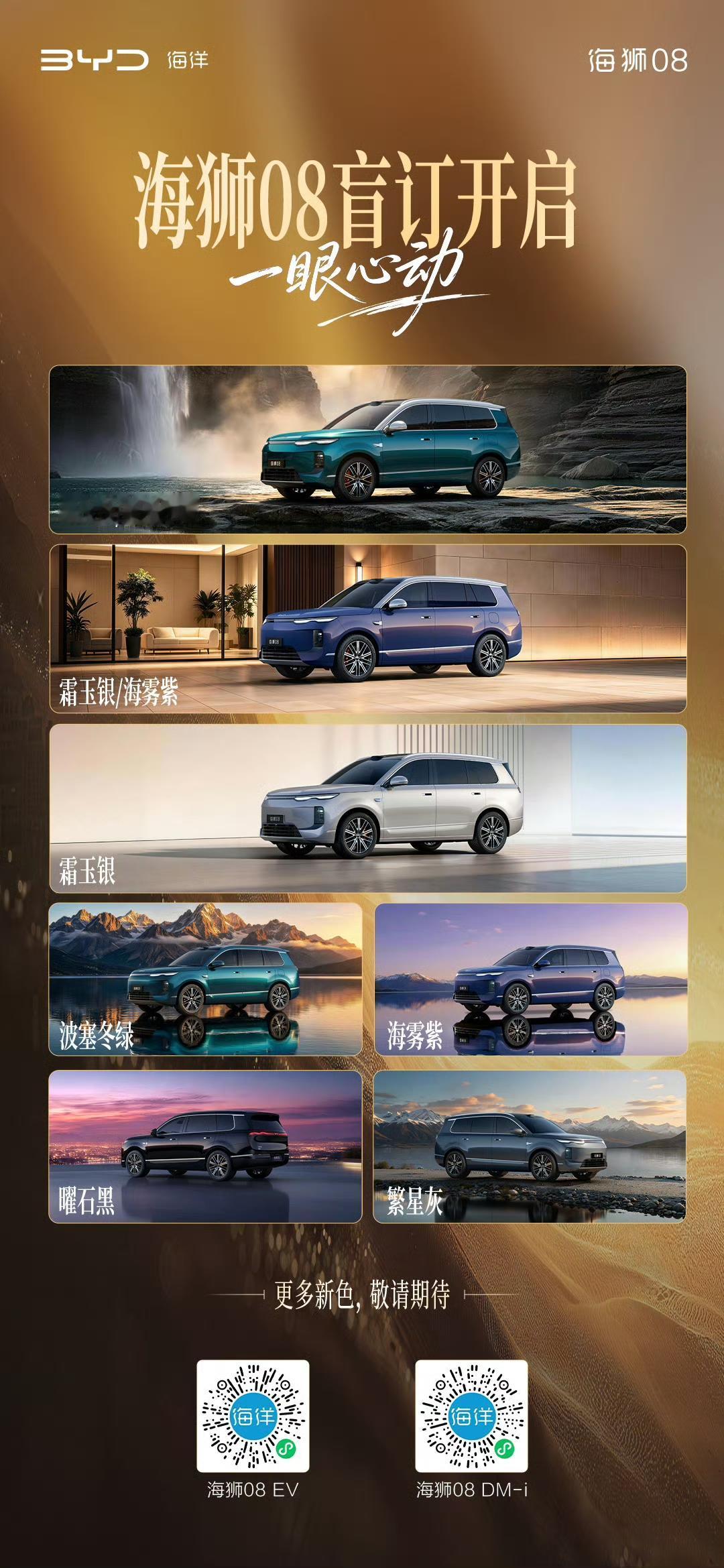 比亚迪海狮08盲定开始了，基本上就是海豹08的大哥，车身尺寸长度和轴距应