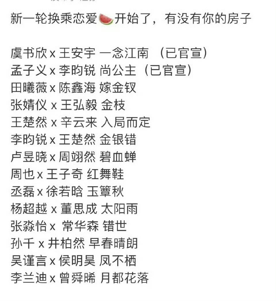 新的一轮换乘，换乘池的阵容又向下一个梯队艺人​​​