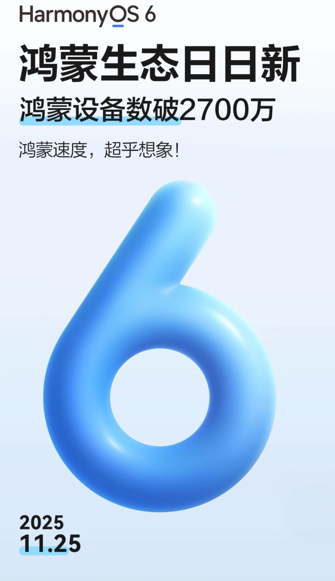 两天没看HarmonyOS6设备装机量直接干到了2700万，预测后一个月很
