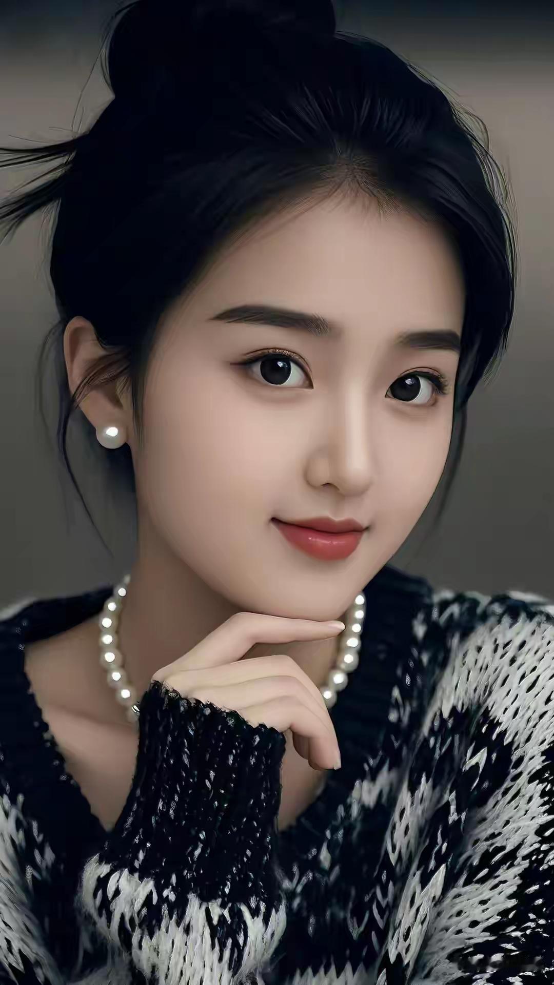 温柔甜美的冬日穿搭，珍珠耳环与毛衣的完美搭配，尽显优雅气质。