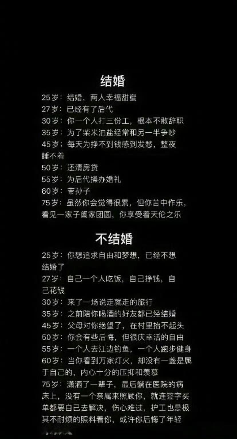 “结婚和不结婚的区别”​​​