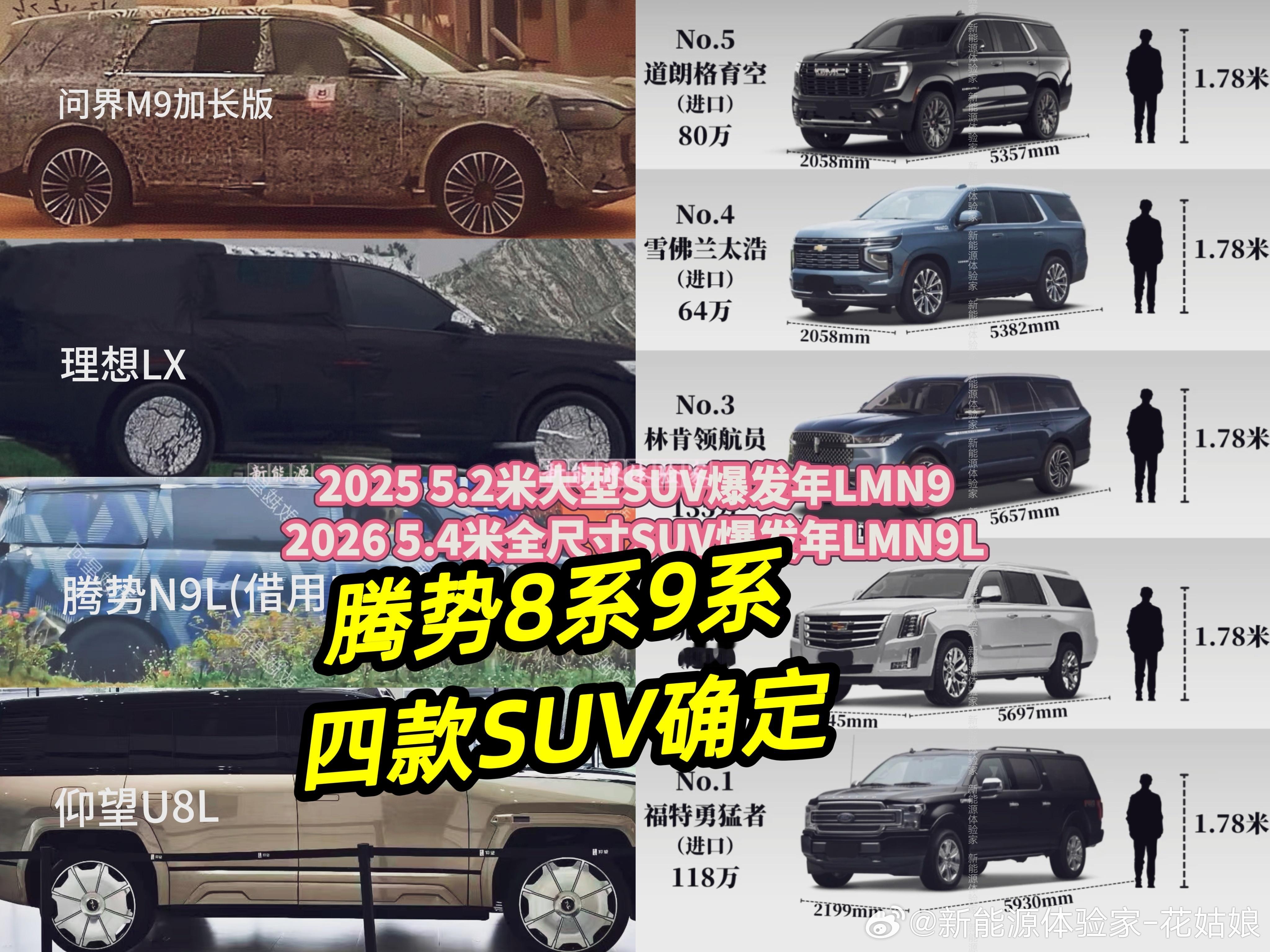 腾势8系9系的四款suv确定：N8标轴版五座家用，N8L长轴版六座家用，N9标轴