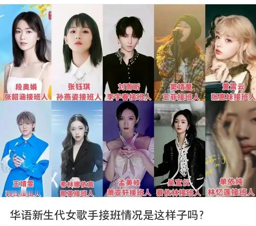 华语新生代女歌手接班情况是这样子吗?​​​
