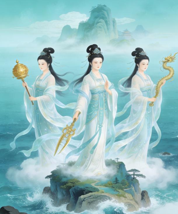 三霄娘娘的结局：云霄被太上老君用乾坤图裹去，压在麒麟崖下，琼霄被元始天尊用三宝玉