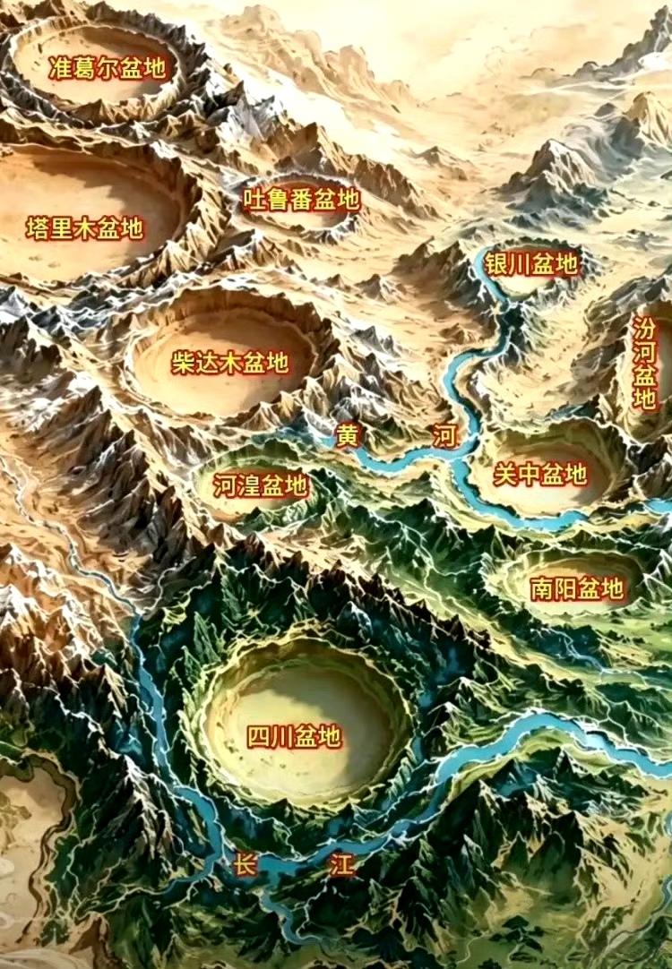 没想到有这么多的盆地。​​​
