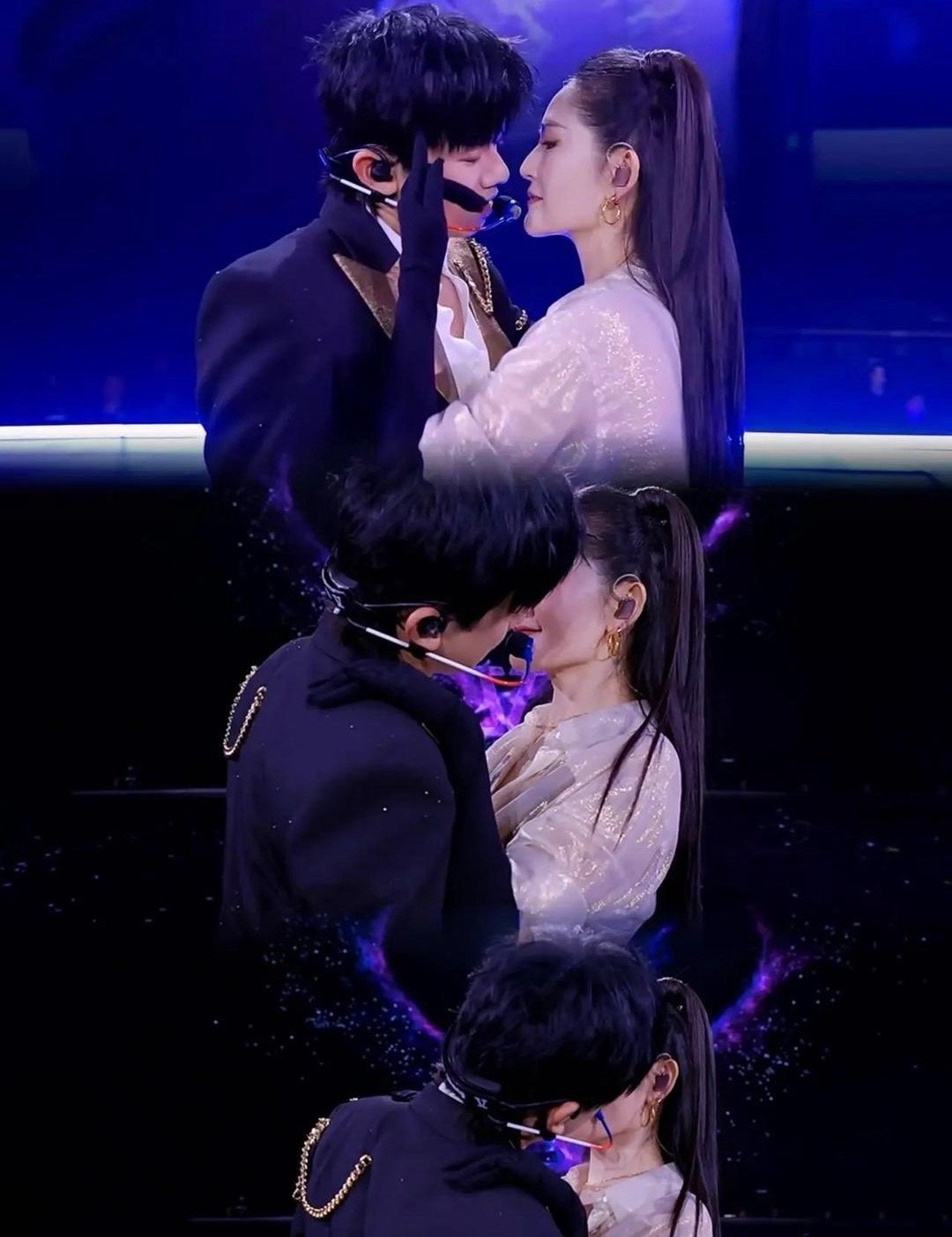 张杰谢娜应该是想达到李承铉戚薇那种舞台效果，可惜他俩外型不够洋气，两者呈现的效果