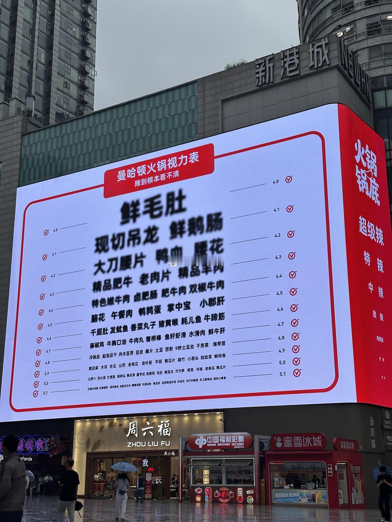 重庆街头的一个火锅视力表创意广告，这广告背后有妖人指点？