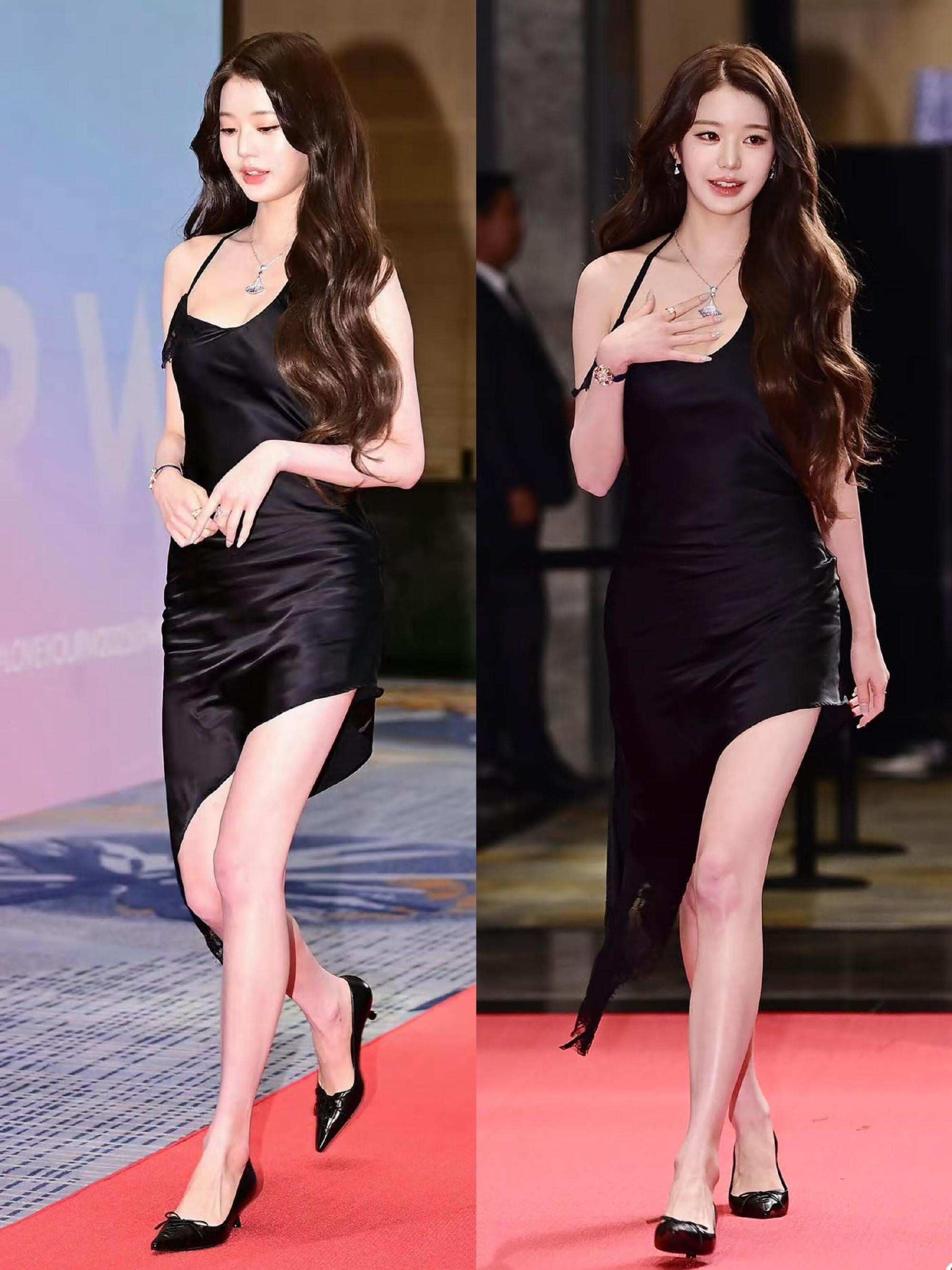 张元英W盛典，吊带黑裙大长腿，优雅的欧尼。张元英
