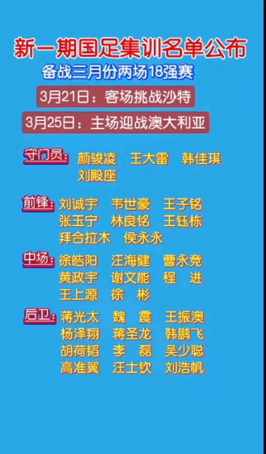 李源一到底怎么了？这是一则网上消息，是真是假无从考证，图片显示新一期国足23人