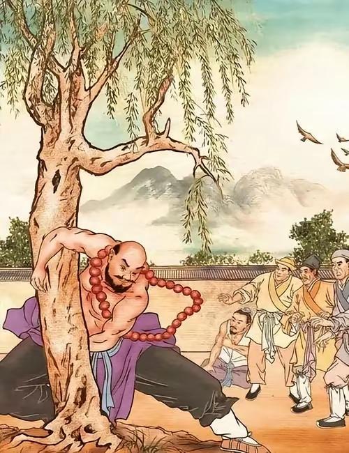 上联：英雄盖世，鲁达倒拔垂杨柳下联：打虎好汉，武松醉打蒋门神