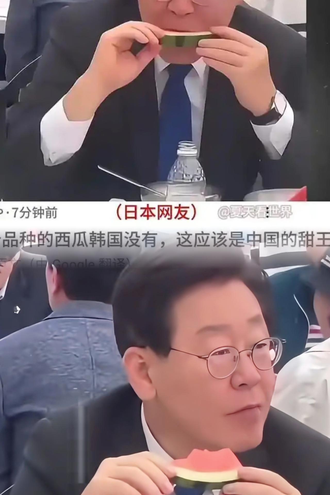 看着满桌子的硬菜，龙虾鲍鱼啥都有，结果韩国那个李在明愣是没动几下。反倒是一盘