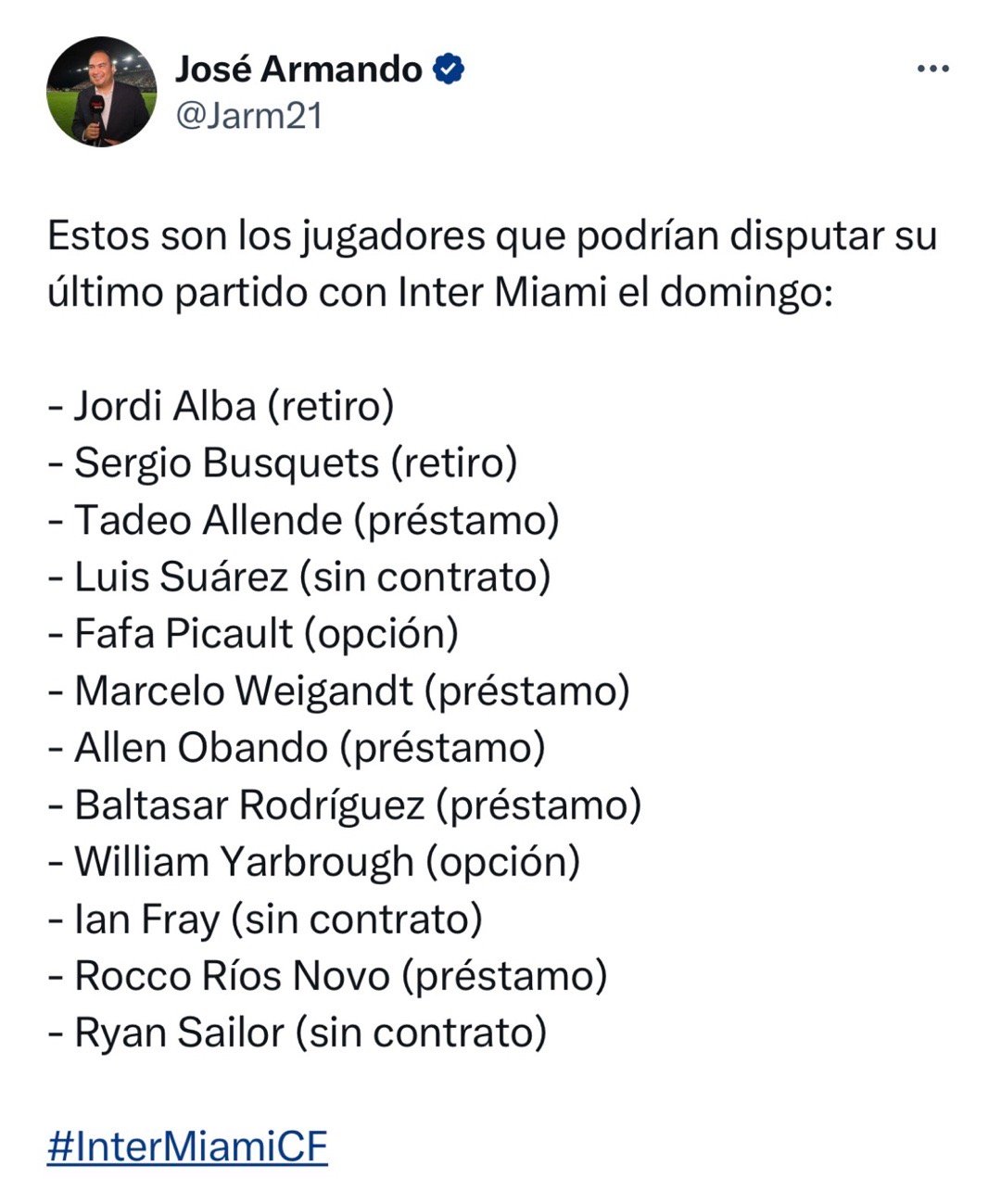 🚨如果对阵辛辛那提的比赛被淘汰，以下这些球员可能在本周迎来身披迈阿密国际战袍的