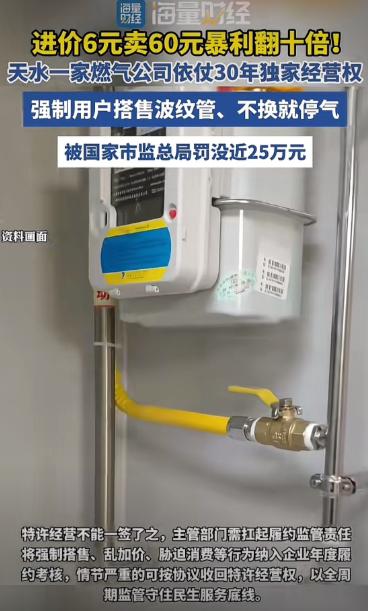 “一家独大”的任性！一根波纹管，进价6块，卖给住户60块。宁夏一位大哥装天然气，