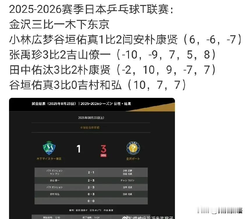 闫安又去日本打T联赛了。张禹珍、松岛辉空也都没有休息，在瑞典的比赛一结束，就飞