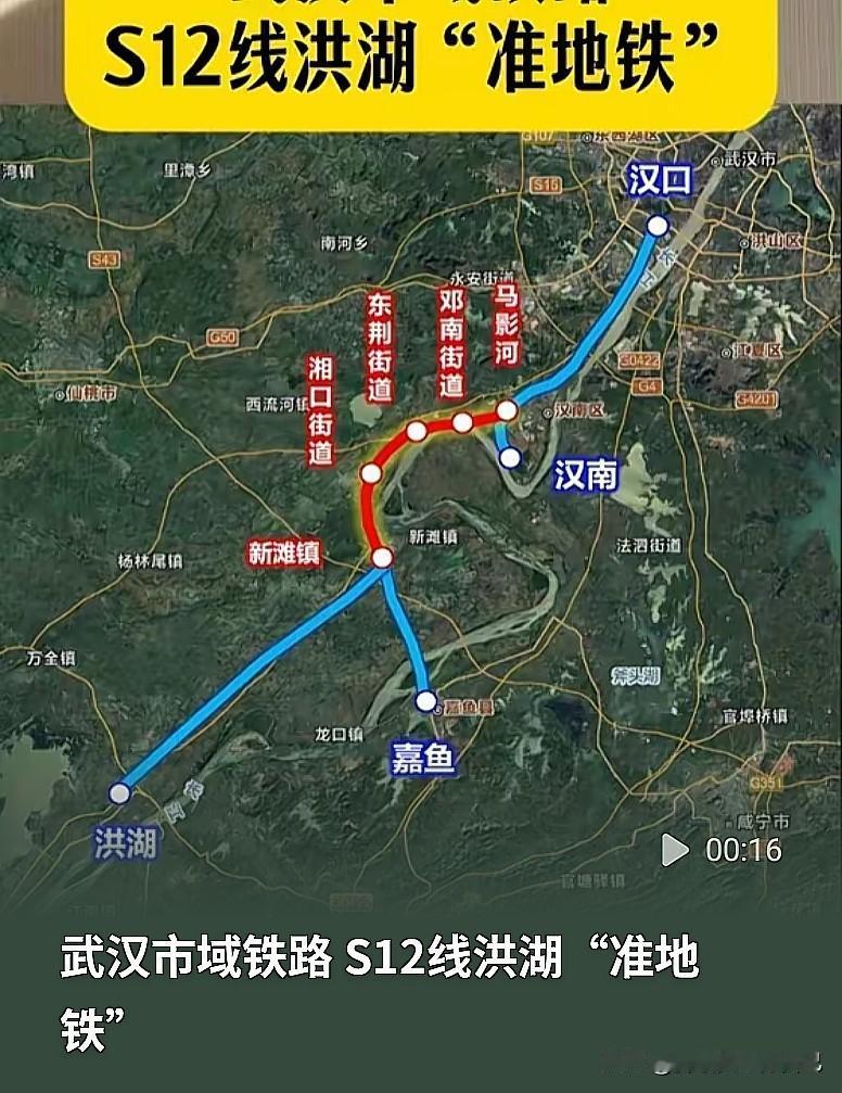洪湖的朋友，这条市域铁路大家可以了解下，武汉市域铁路S12线，也被大家称作洪湖的