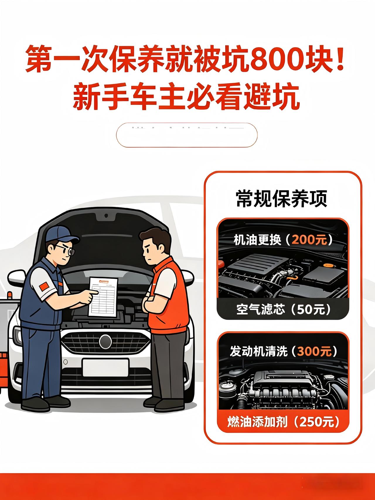 第一次保养就被坑800块！新手车主必看避坑刚买车那会啥也不懂，首保过后去做