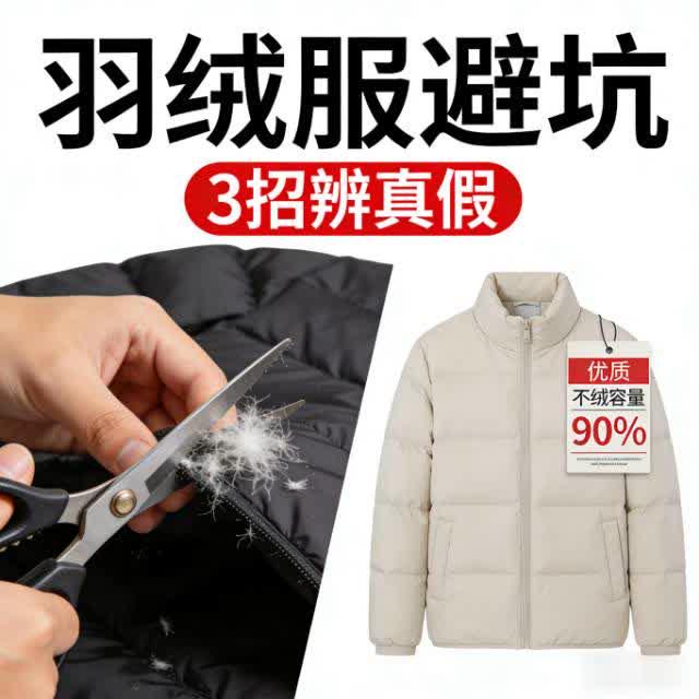 花599元买羽绒服剪开全是飞丝！别再为低价交智商税，3招教你避坑不上当寒冬