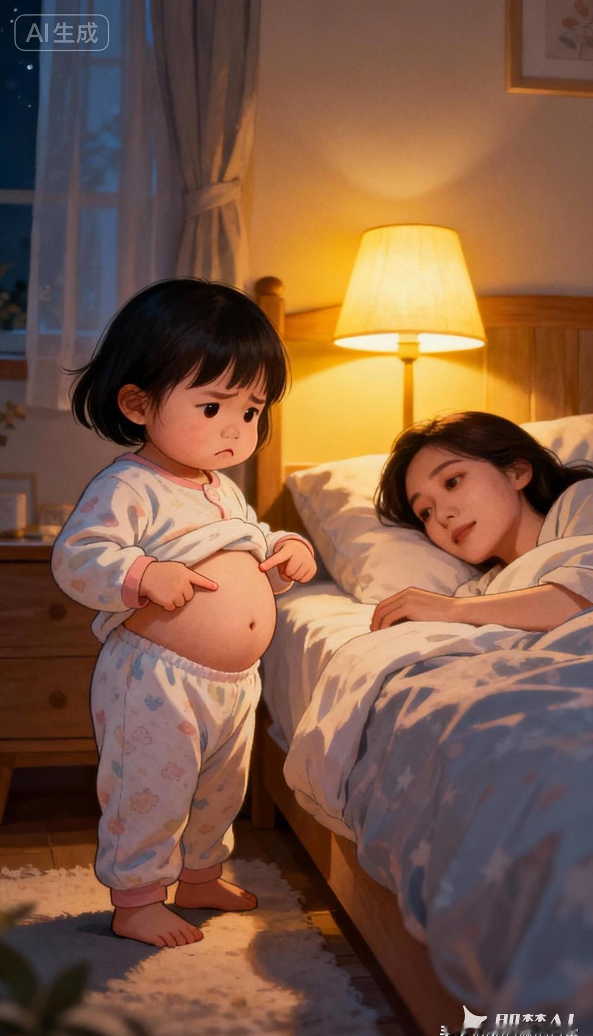 孩子睡前非要吃东西，妈妈一句“肚子说话了”就化解了。不是不给，是得讲清楚规则。