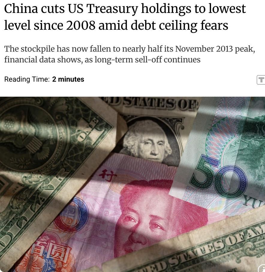 外媒：中国在2025年10月将美国国债持有量降至17年来最低水平，仅为6887亿