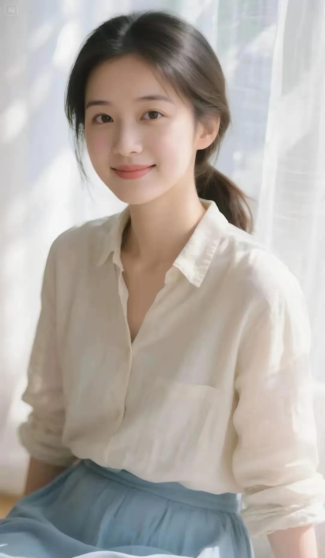 温柔阳光下的清新少女，浅笑安然，岁月静好。