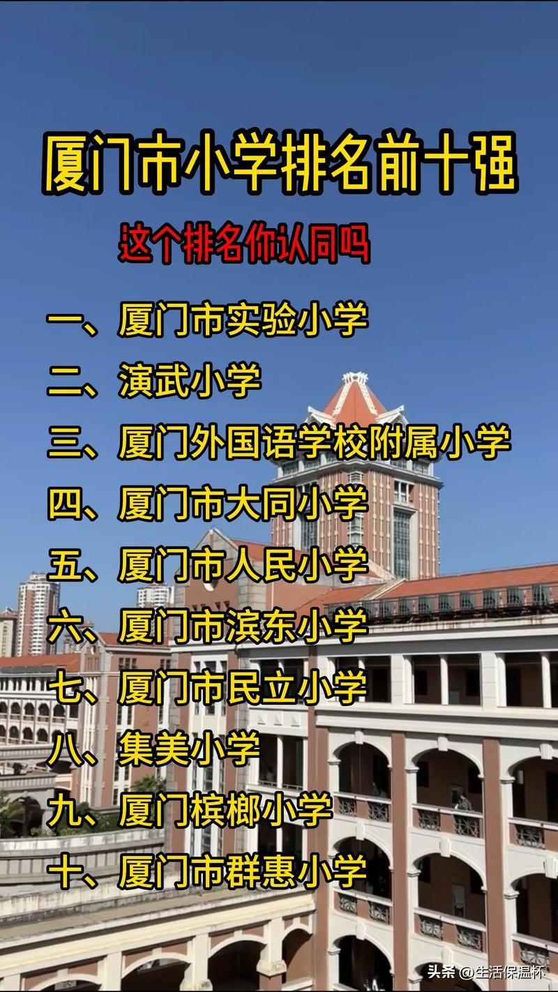 厦门市小学排名前十强榜单出炉！榜单依次为厦门市实验小学、演武小学、厦门外国语学校