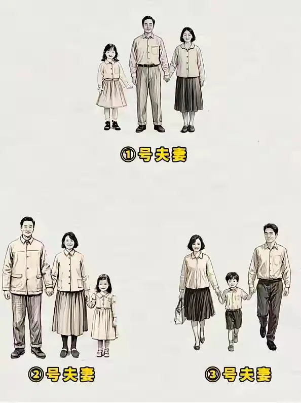 这三对，谁是二婚家庭？？