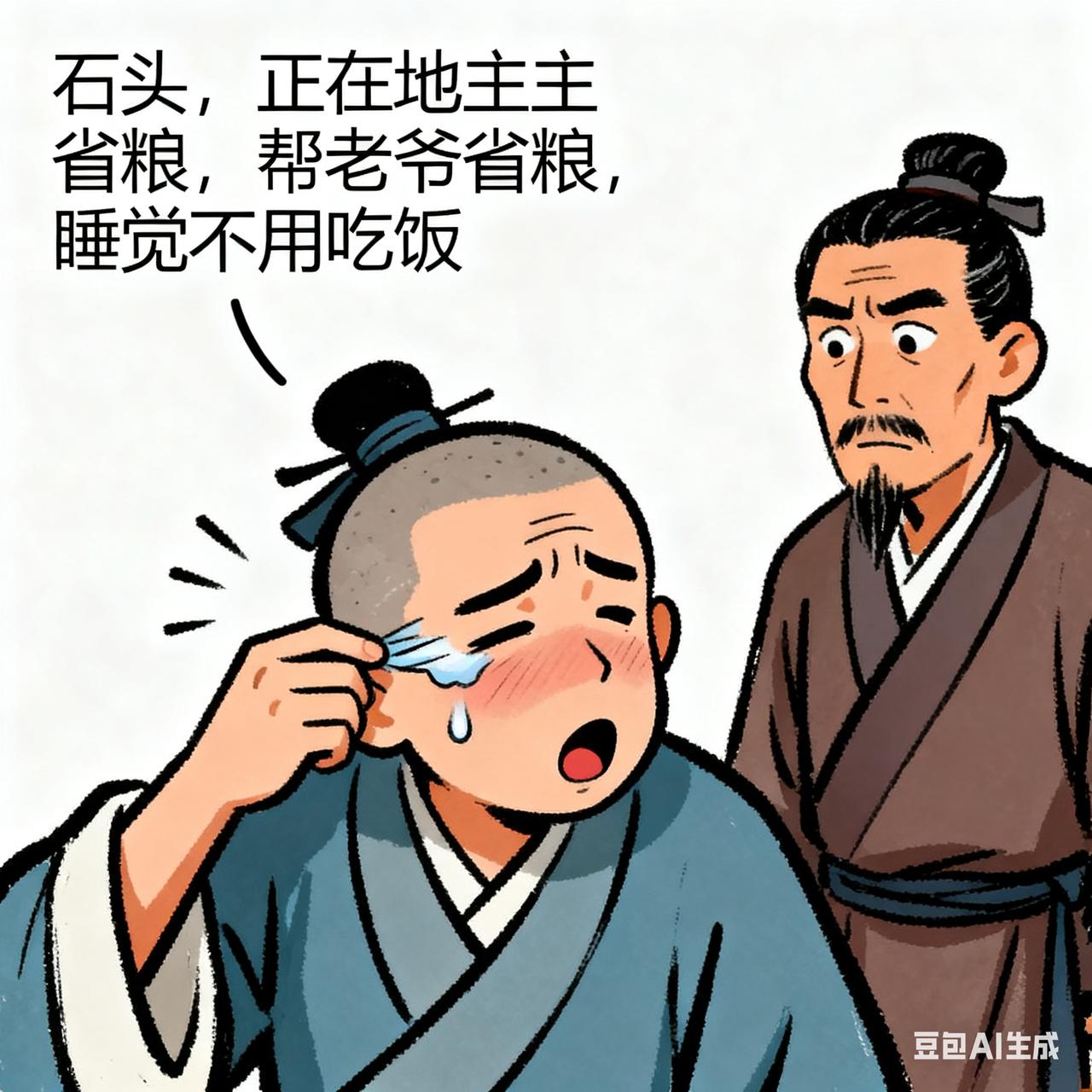 古代笑话大旱之年收成差，地主却召集长工：“往后饭食改一天一顿，明年收