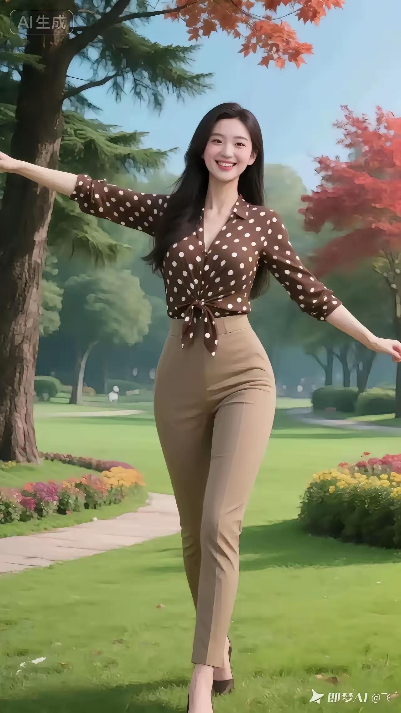 秋日漫步，花海中的优雅穿搭