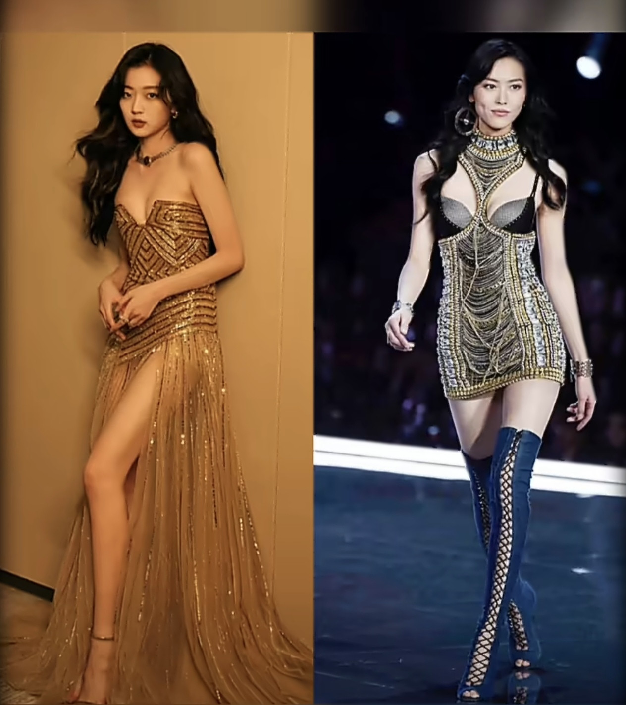 左边是29岁的孙千，身高172，演员，右边是38岁的刘雯，身高178，模特，一个是井柏然在《早春晴朗