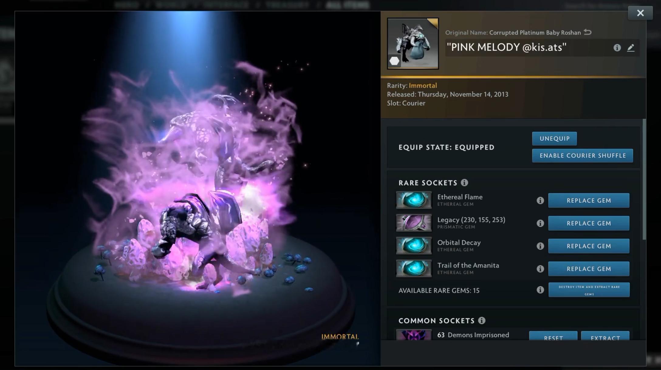 DOTA2早些时候完成了一笔最贵交易，一只有3个特效和一个稀有颜色宝石的BUG
