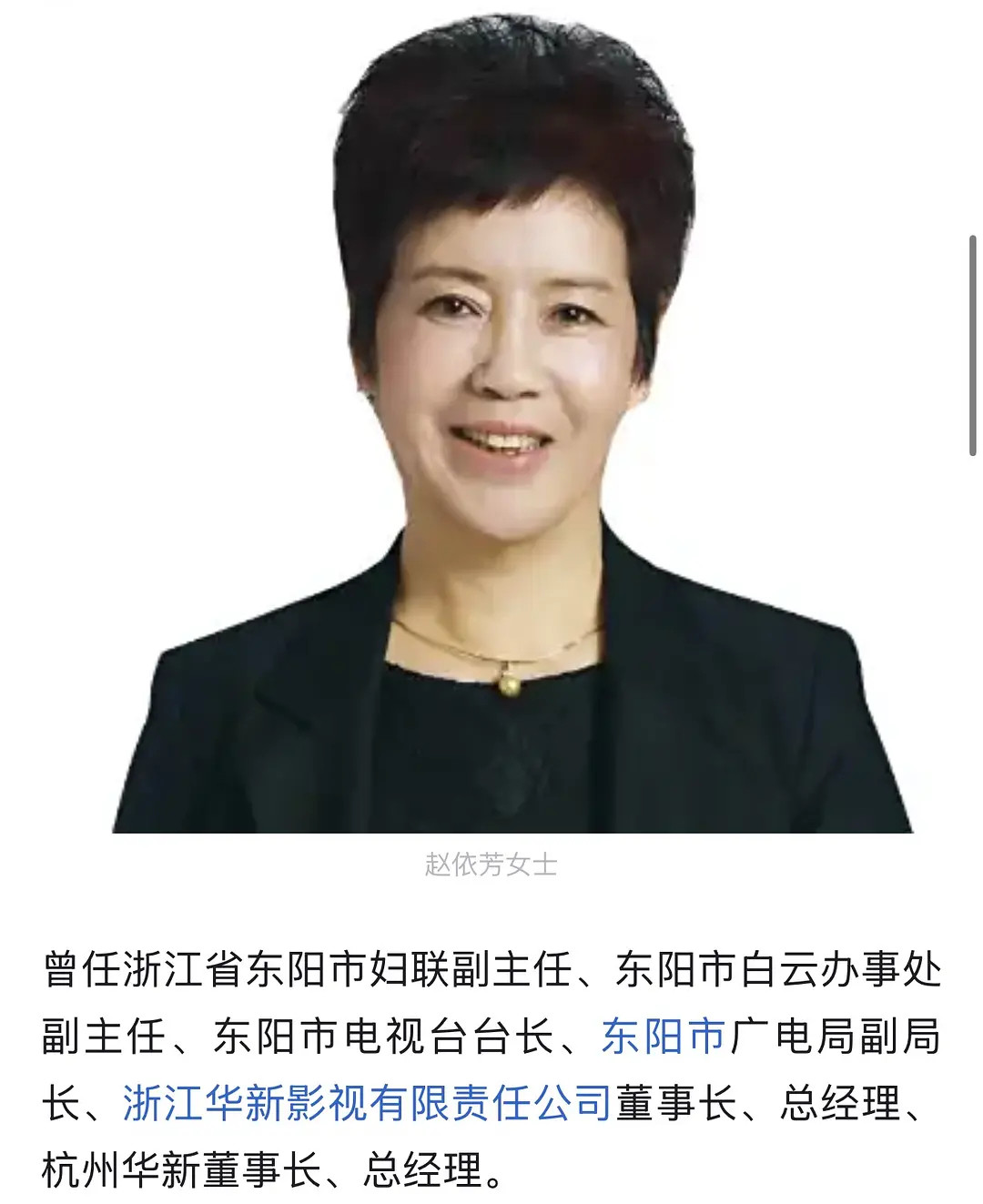 华策老板赵依芳是视协职业道德建设委员会委员和今年三八红旗手，上一次听说这个职务还