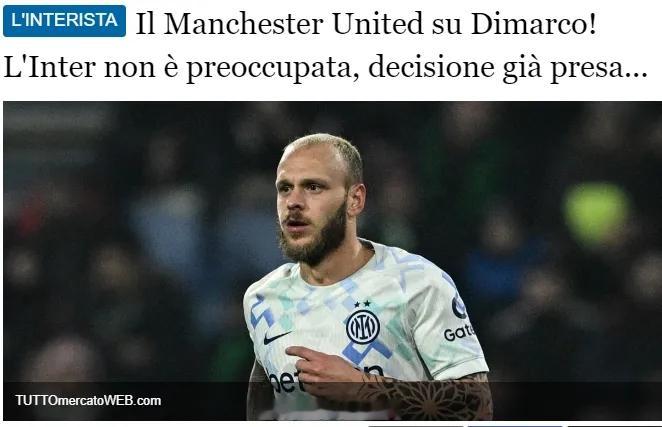 意媒L’Interista消息，曼联有意从国米挖角迪马尔科，但这笔潜在的转会紧紧
