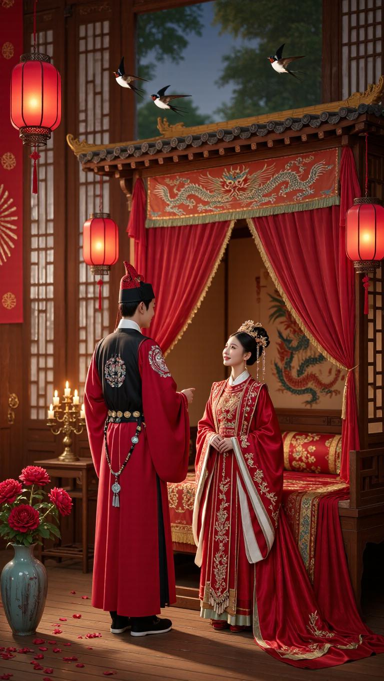 穿越时空的婚礼，当红衣佳人在古风雅韵中登场，仿佛真的带我梦回大唐。想象着新娘身着